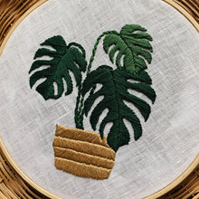 Load image into Gallery viewer, Monstera Cane Basket Embroidery Kit