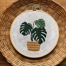 Load image into Gallery viewer, Monstera Cane Basket Embroidery Kit