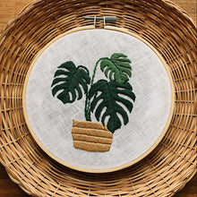 Load image into Gallery viewer, Monstera Cane Basket Embroidery Kit
