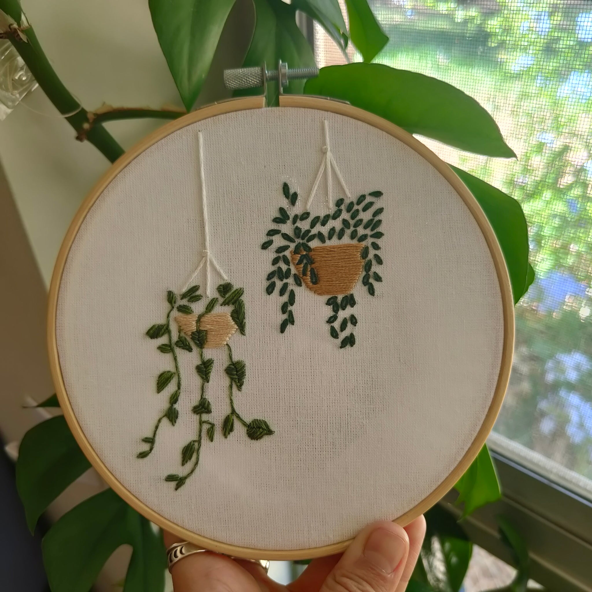 hanging plants embroidery Hanging Plants Embroidery Kit