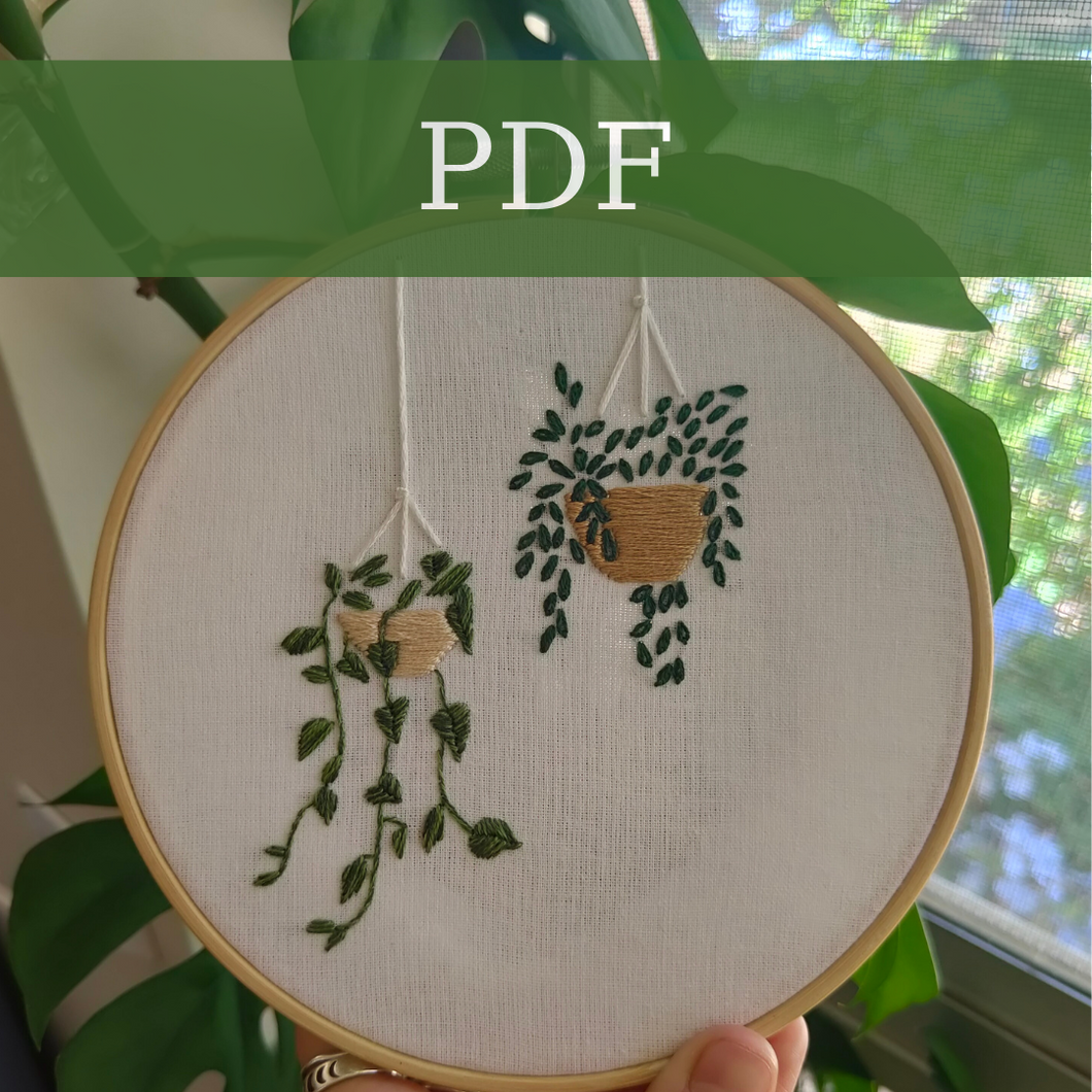 PDF - Hanging Plants Embroidery Template and Instructions