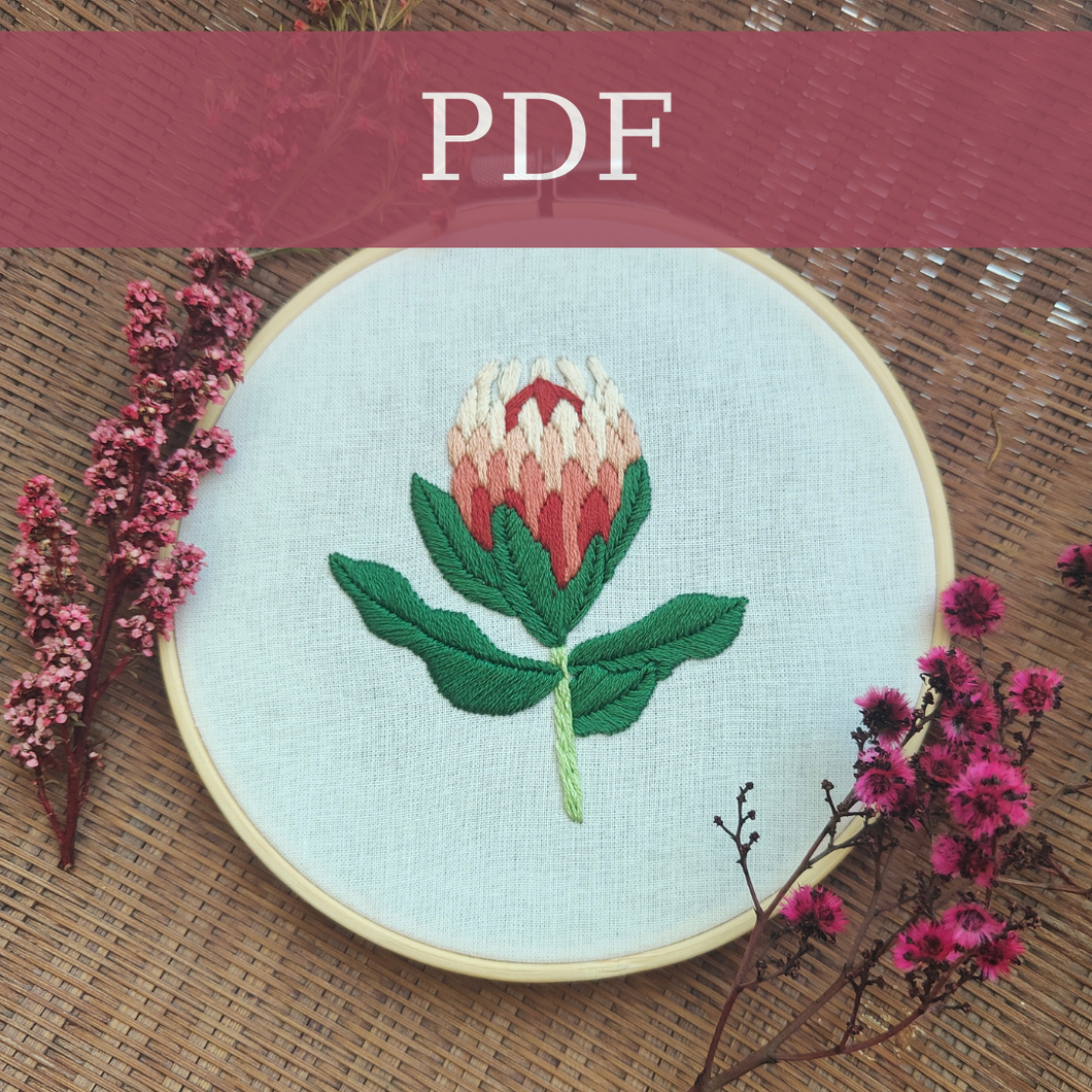 PDF - Protea Embroidery Template and Instructions