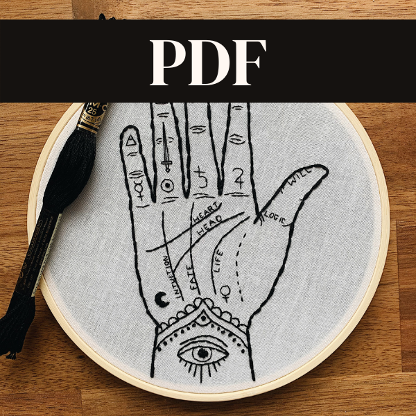PDF - Palmistry Embroidery Template and Instructions